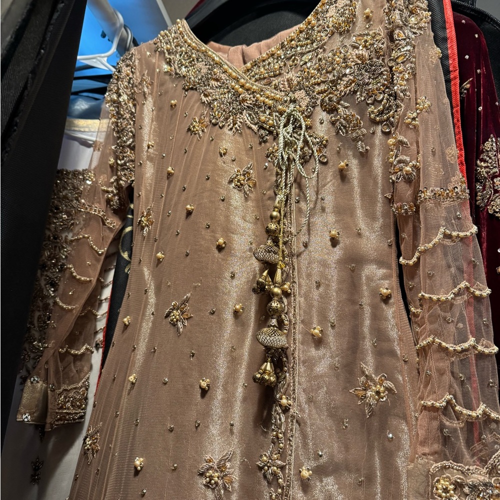Embellished Gold and Brown Maxi Dress